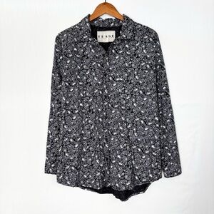 Vintage‎ Frank Paisley Button Up Long Sleeve Shirt Size L Black Gray Mens